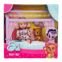 Set de joaca papusa cu patut si ursulet, Evi Love, Teddy Bed