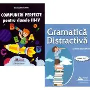 Pachet 2 carti: Compuneri perfecte pentru clasele 3-4 si Gramatica distractiva. Teste rezolvate pentru clasele 3-4