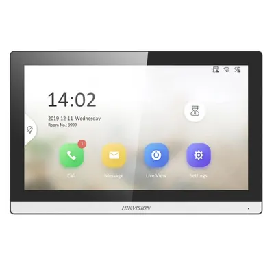 Monitor videointerfon modular 7" color Hikvision DS-KH6350-WTE1 ecran LCD 7" color cu touch screeen, rezolutie ecran 1024 × 600