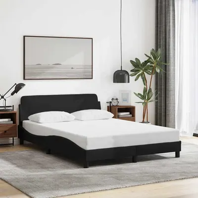 vidaXL Cadru de pat, Dover, negru, 140x190 cm, textil