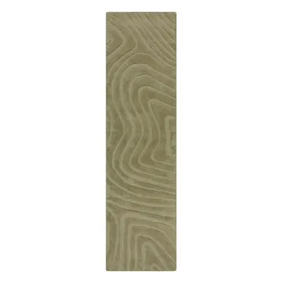 Covor tip traversă kaki țesut manual din lână 60x230 cm Mesmerise Sage – Flair Rugs