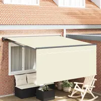 vidaXL Copertină retractabilă Crem 350 x 250 cm Poliester și Aluminiu