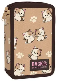 Penar echipat BackUp 8 DW - Beige Cats, 2 fermoare