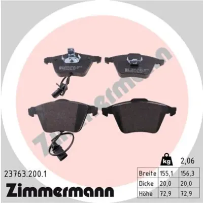 Set placute frana, frana disc ZIMMERMANN 23763.200.1