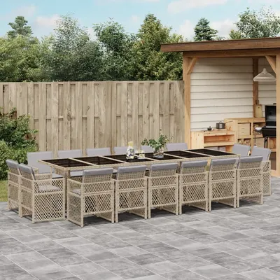 Gossi set mobilier gradina cu perne, 17 piese bej combinat poliratan