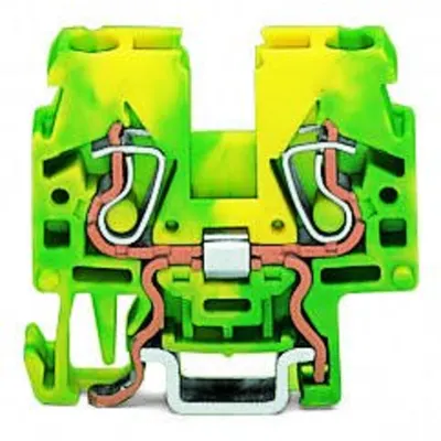2-conductor ground terminal block; 2.5 mm²; lateral marker slots; for DIN-15 rail; CAGE CLAMP®; 2,50 mm²; green-yellow