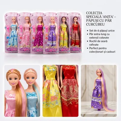 Păpușă cu păr foarte lung tip Rapunzel Anita, Rochie de prințesă și accesorii 6511110007673 (copie) Engros