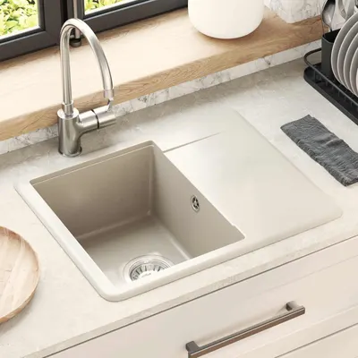 vidaXL Chiuvetă 80% Quartz și 20% Rășină 560 x 460 mm Bej