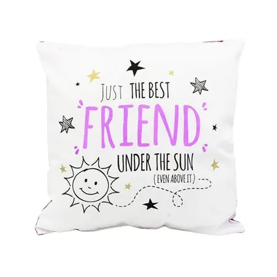 Pernă personalizată cu mesaj, Nekupto - "Just the Best Friend Under the Sun", 30x30 cm, bumbac