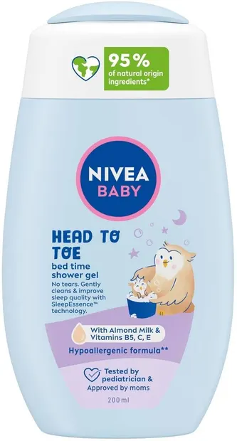 Nivea Baby Gel de duș pentru păr și corp Bed Time, 200 ml