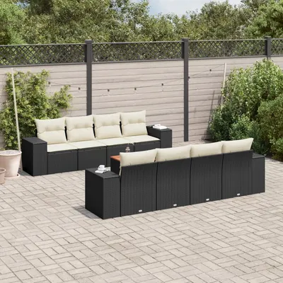 Gossi set mobilier de gradina cu perne, 9 piese, negru, poliratan