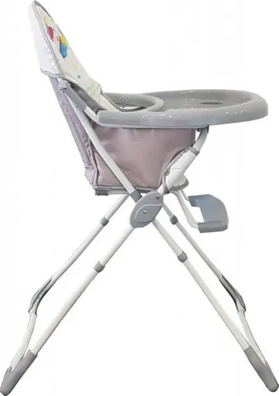 Scaun de masa pentru copii si bebe Baby Care CH Pliabil, Centura de siguranta, Sezut confortabil, Masuta detasabila, Model Elefanti Gri
