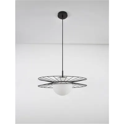 Lampa suspendata ELLERY Nisipiu Negru Metal & Opal Sticla LED E27 1x12W 230V IP20 Fara bec Inaltime ajustabila