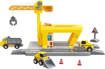 Set de joacă Hape International - Rampă de încărcare pentru calea ferată, 14 piese