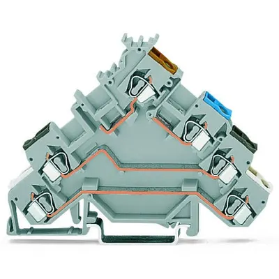 4-conductor sensor terminal block; with colored conductor entries; 2.5 mm²; CAGE CLAMP®; 2,50 mm²; gray
