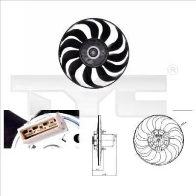 Ventilator radiator potrivit VW GOLF 3, JETTA II, VENTO 1.6-2.8 08.84-09.98