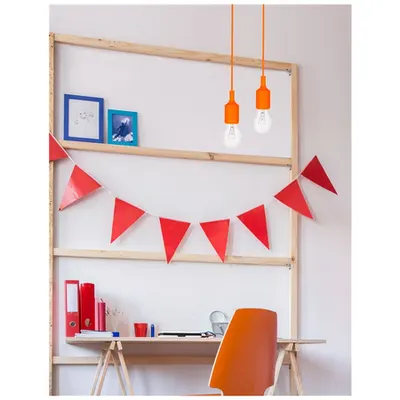 Lampa suspendata SWING Portocaliu Silicon & Fabric Wire E27 1x60 Wat 230 Volt IP20 Fara bec