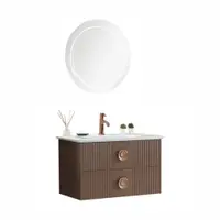 Set mobilier baie Vanity suspendat 3 piese maro 90 cm
