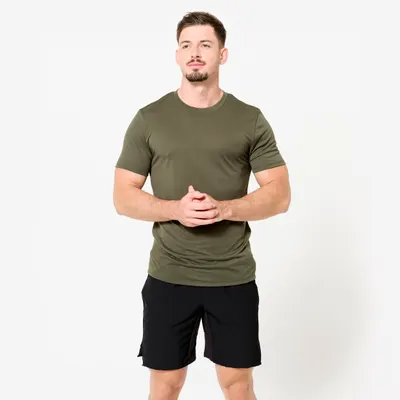 Tricou cross-training respirant slim Kaki Bărbați