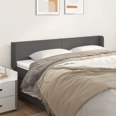 vidaXL Tăblie de pat cu aripioare gri 183x16x78/88 cm piele ecologică