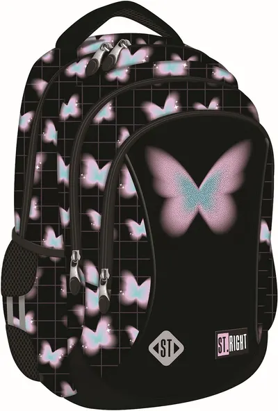 Ghiozdan școlar St. Right Pastel Butterfly - 3 compartimente