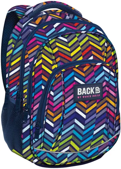 Ghiozdan școlar BackUP A10 - Color Stripe, cu 3 compartimente + cadou