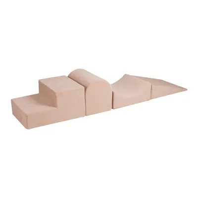 Teren de joacă din spumă crem 4 buc. din catifea înălțime 30 cm 45x193 cm Montessori – Meowbaby