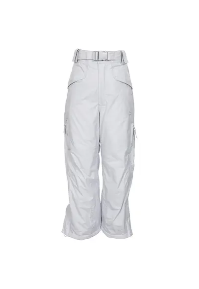 Pantaloni sport copii impermeabili 5000mm - izolatie Coldheat - bretele detasabile - alb