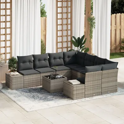Gossi set de canapele gradina cu perne 9 piese gri ratan polimer
