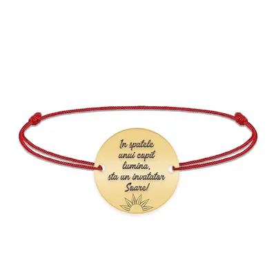 Discipulus - Bratara personalizata snur invatatoare din argint 925 placat cu aur galben 24K