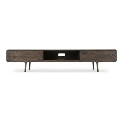 Comodă TV maro din lemn de stejar 220x45x45 cm Fawn – Gazzda