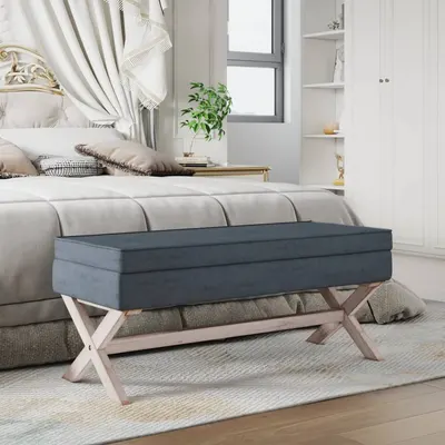 vidaXL Taburet de depozitare, gri închis, 110x45x49 cm, catifea