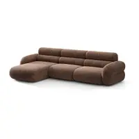 Colțar maro cu tapițerie din chenille (cu colț pe partea stângă/cu șezlong) Neo – Micadoni