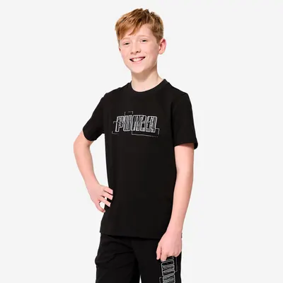 Tricou din bumbac Puma cu imprimeu, Educație fizică, Negru Copii