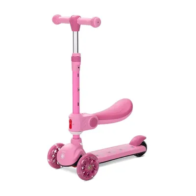 Trotineta cu 3 roti, sezut si anvelope cu lumini Lorelli Speedster Roz