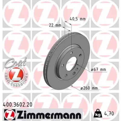 Disc frana ZIMMERMANN 400.3602.20