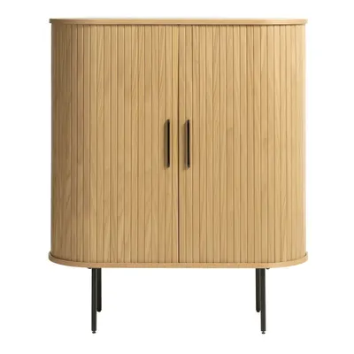 Dulap în culoare naturală cu aspect de lemn de stejar cu ușă glisantă 100x118 cm Nola – Unique Furniture