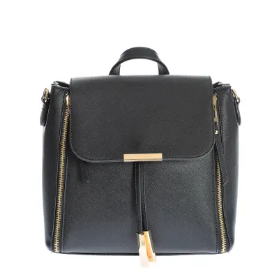 Rucsac negru cu fermoare decorative