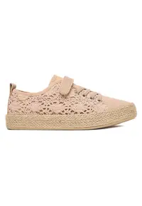 Espadrile pentru fete - bej - material textil - inchidere cu scai - stil casual