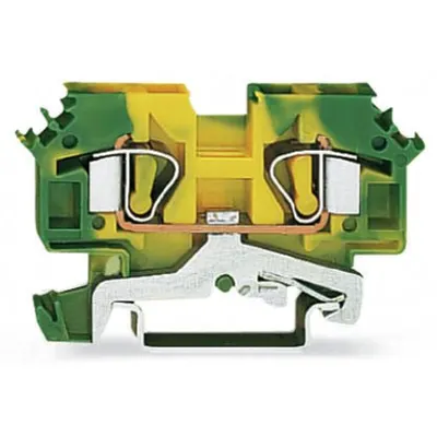 2-conductor ground terminal block; 6 mm²; lateral marker slots; for DIN-rail 35 x 15 and 35 x 7.5; CAGE CLAMP®; 6,00 mm²; green-yellow