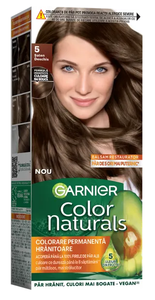 Vopsea de par permanenta Color Naturals 5 Saten Deschis, 112ml, Garnier