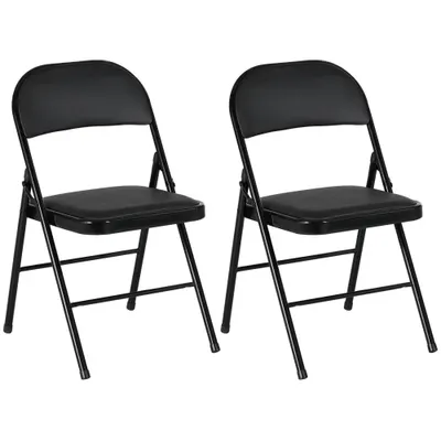 HOMCOM Lot de 2 scaune pliante scaune de dining portabile cadru din oțel dim. 45l x 46P x 78H cm negru | Aosom Romania