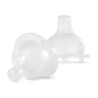 Set 2 tetine din silicon Premium tehnologie anticolici cu 3 valve Baboo, gat larg, lichid gros, 6 luni+