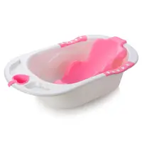 Cadita bebelusi Little Mom Angel Pink cu reductor detasabil ergonomic cu fixare in ventuze inclus, echipata cu manere antiderapante, Dop de scurgere, 88 x 51 x 22 cm