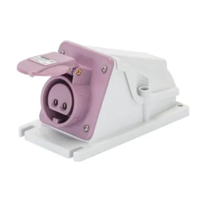 Priza industriala aparenta 90° - IP44 - 2P 32A 20-25V 50-60HZ - VIOLET - n.r. - Strangere cu surub