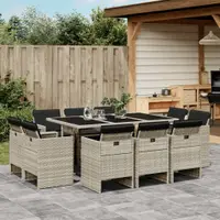 Gossi set mobilier de gradina cu perne 11 piese gri deschis poliratan