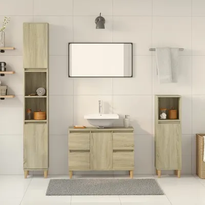 Gossi set mobilier de baie, 3 piese, stejar sonoma, lemn prelucrat