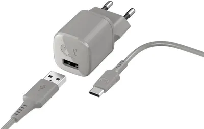 Încărcător Fresh N Rebel - Mini, USB-A, cablu USB-C, gri deschis