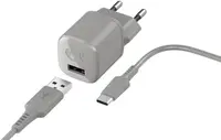 Încărcător Fresh N Rebel - Mini, USB-A, cablu USB-C, gri deschis