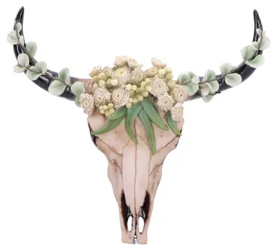Decorațiune de perete Nemesis Now Adult: Gothic - Floral Crown Skull, 27.5 cm